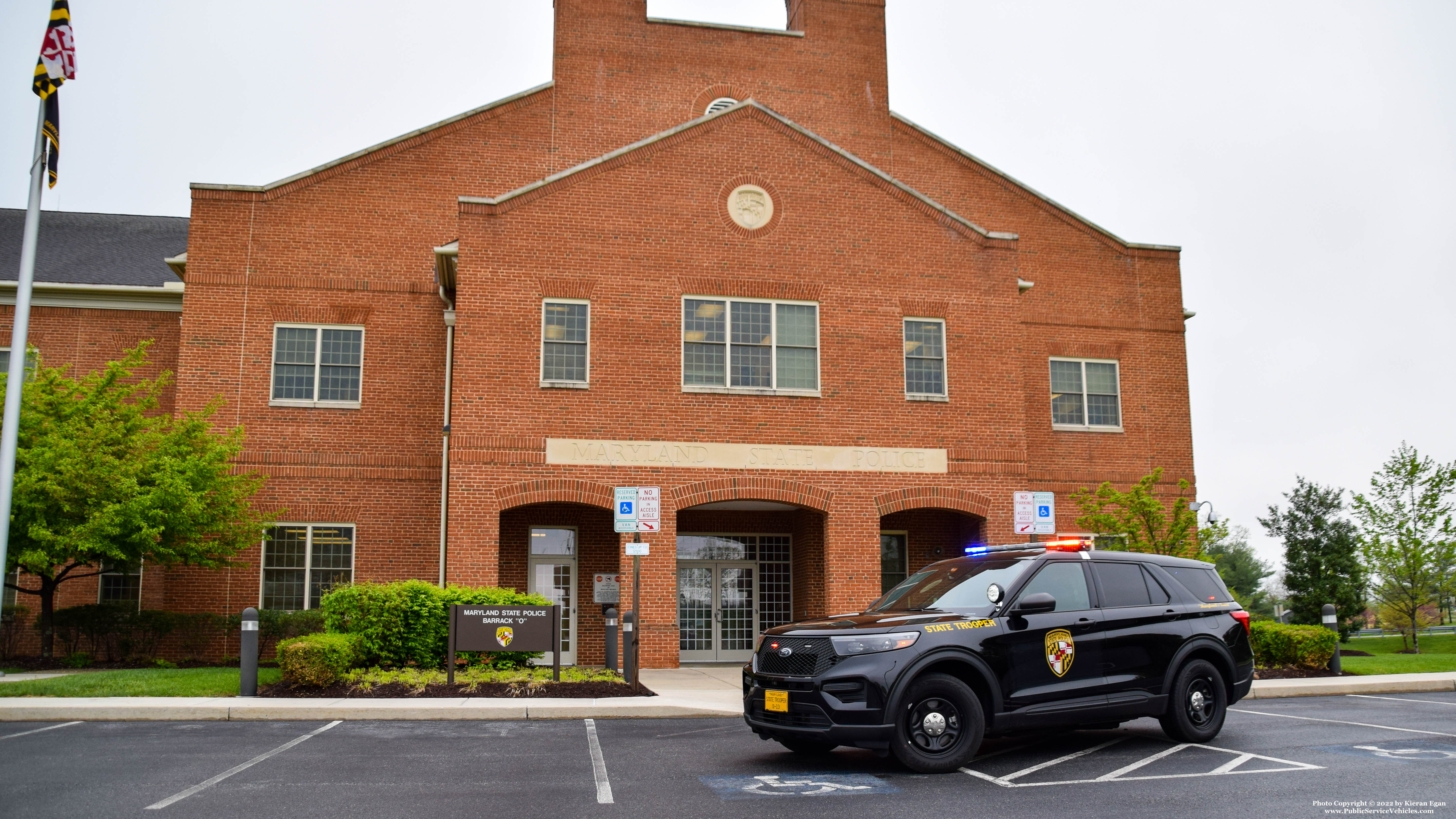 A photo  of Maryland State Police
            Cruiser O-13, a 2020-2021 Ford Police Interceptor Utility             taken by Kieran Egan