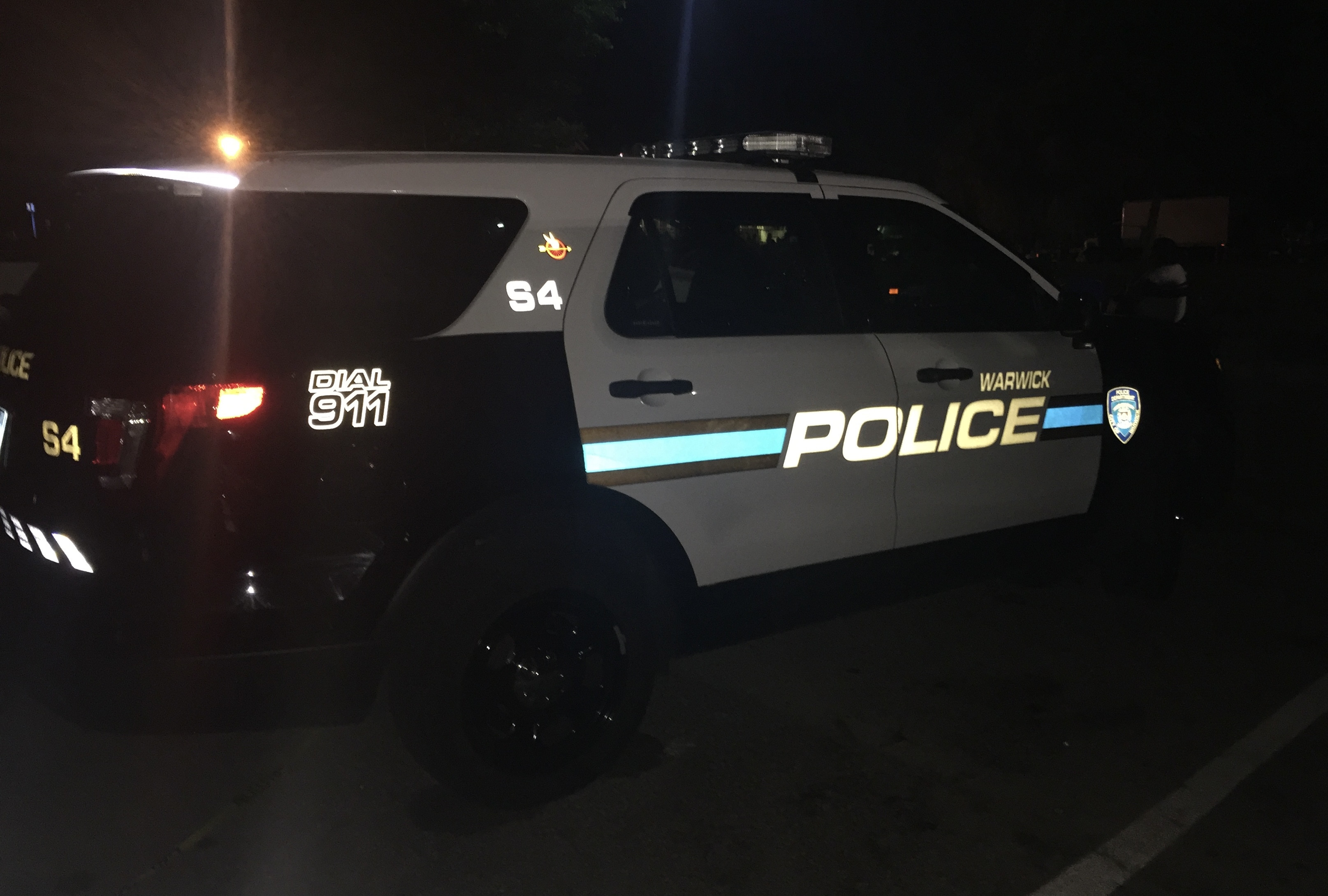 A photo  of Warwick Police
            Supervisor 4, a 2017 Ford Police Interceptor Utility/Setina Push Bumper             taken by @riemergencyvehicles