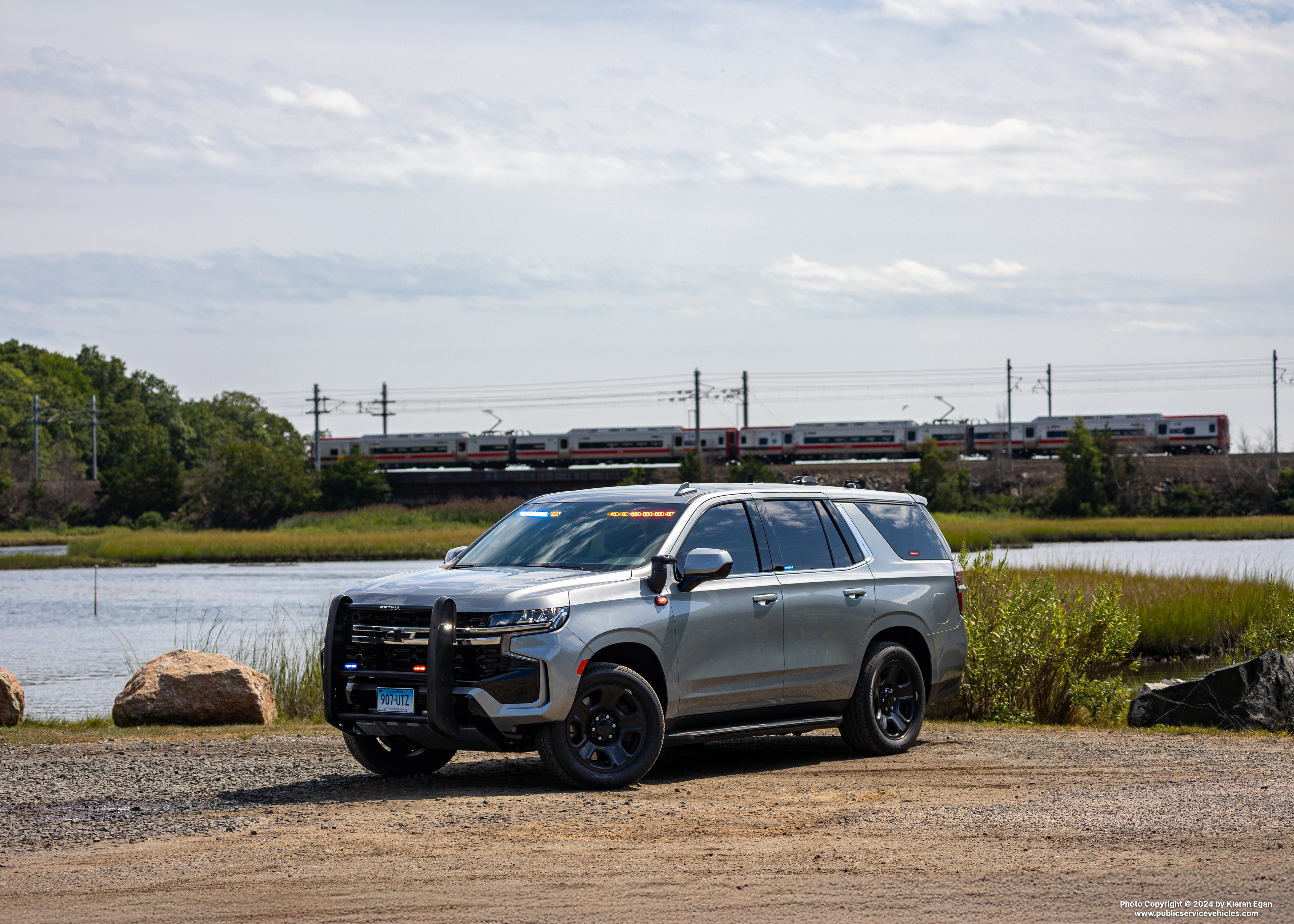 A photo  of Connecticut State Police
            Cruiser 907, a 2023 Chevrolet Tahoe PPV             taken by Kieran Egan