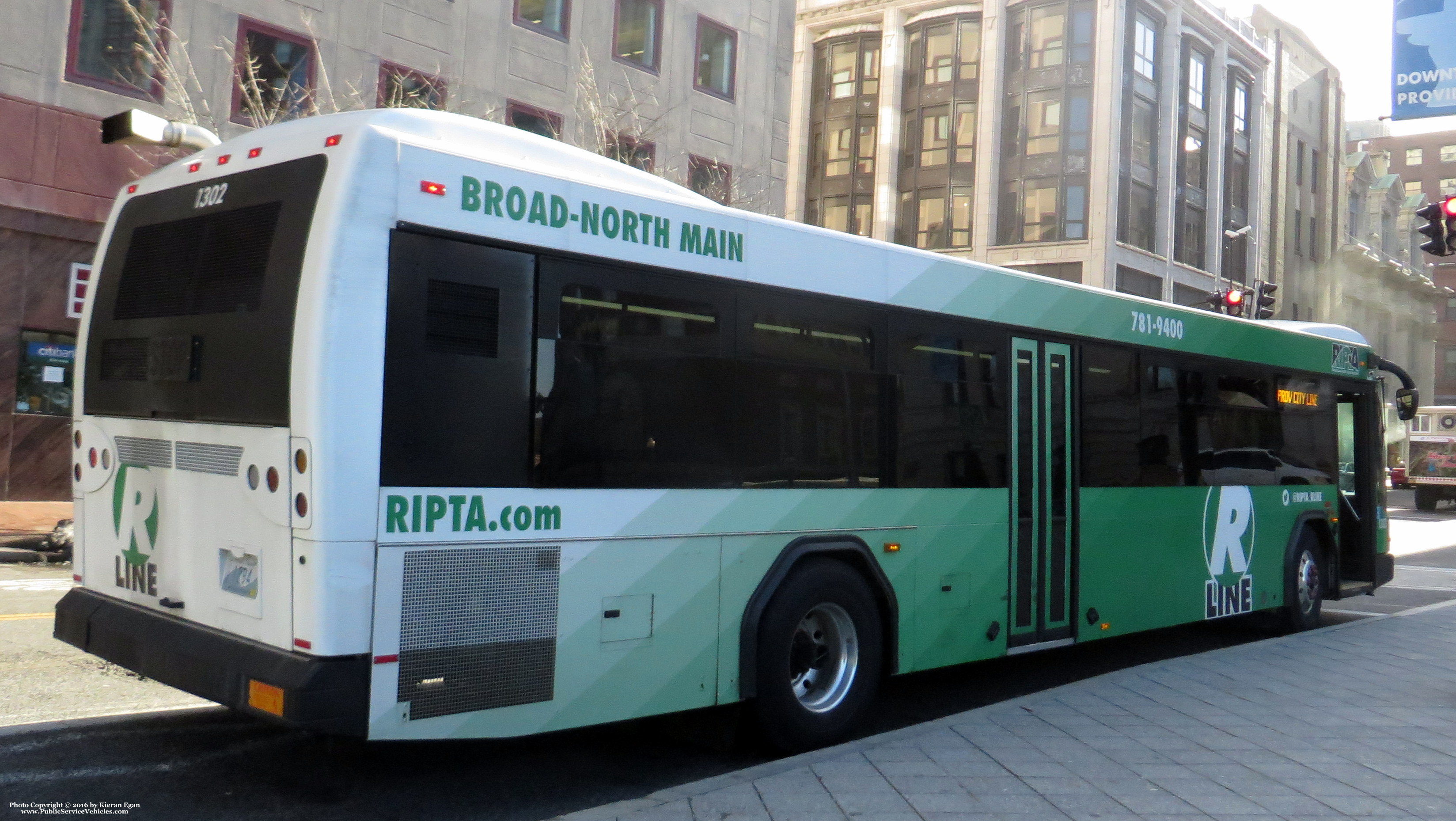 A photo  of Rhode Island Public Transit Authority
            Bus 1302, a 2013 Gillig BRT             taken by Kieran Egan