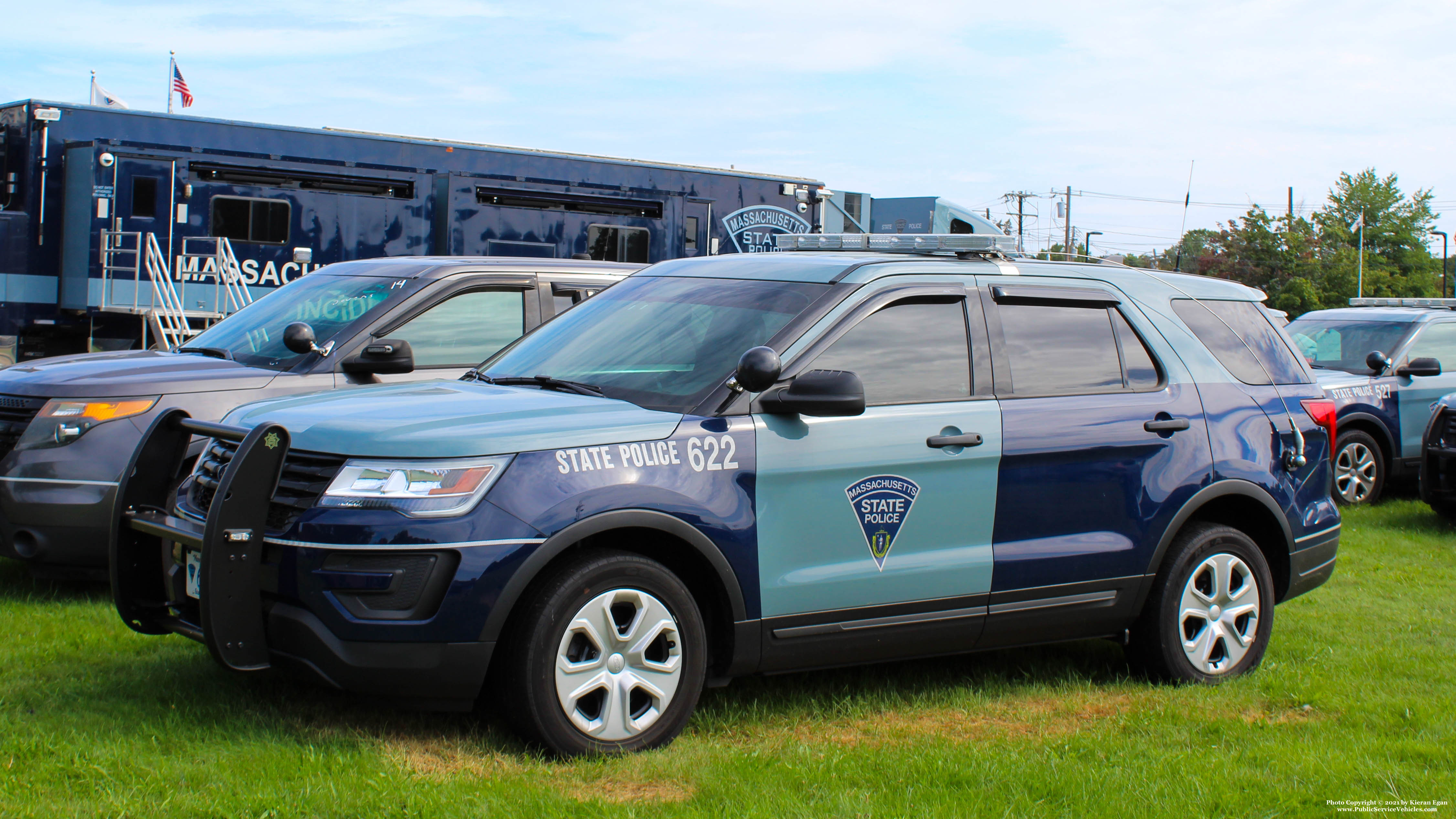 A photo  of Massachusetts State Police
            Cruiser 622, a 2019 Ford Police Interceptor Utility             taken by Kieran Egan