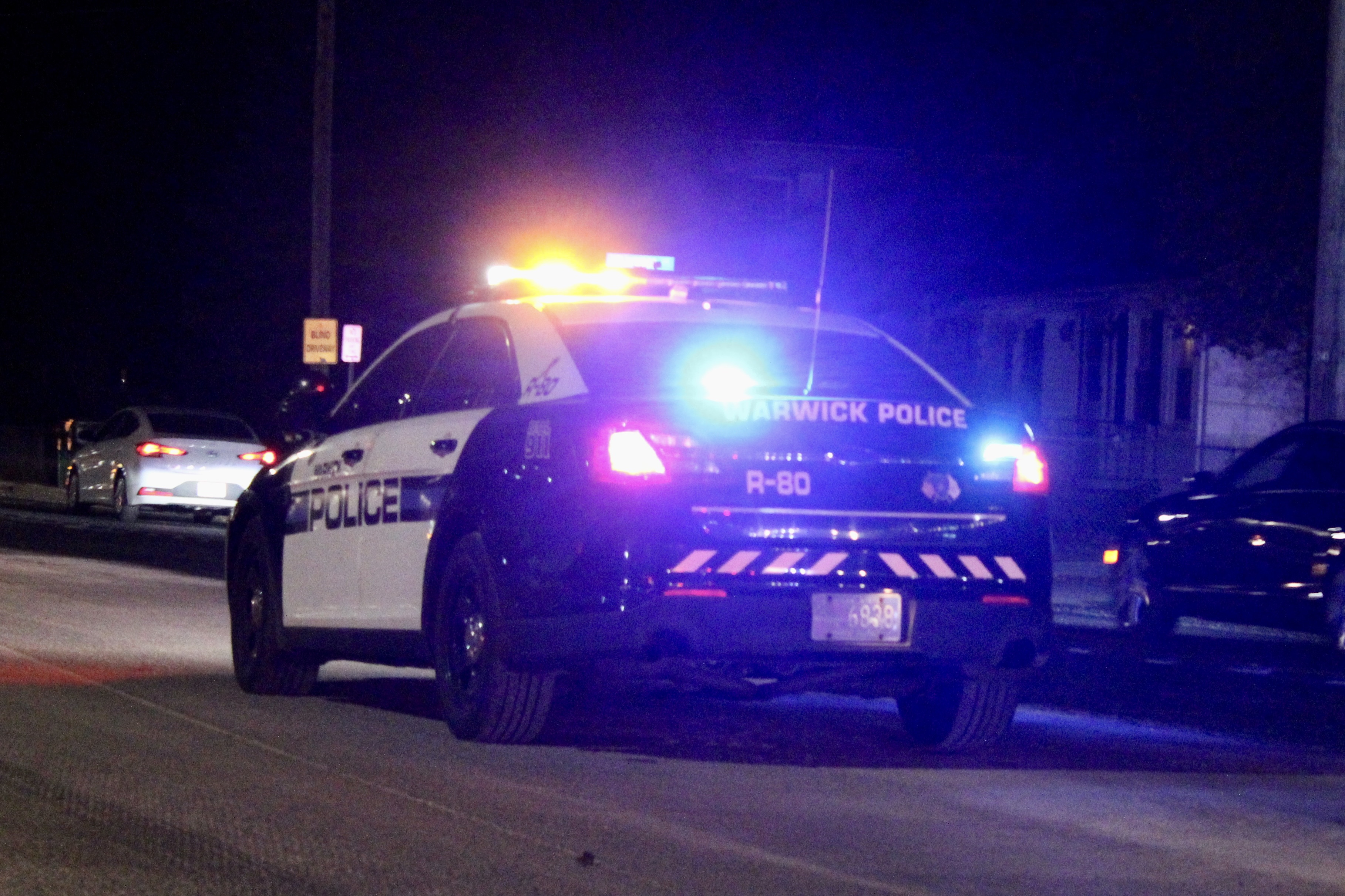 A photo  of Warwick Police
            Cruiser R-80, a 2013-2016 Ford Police Interceptor Sedan             taken by @riemergencyvehicles