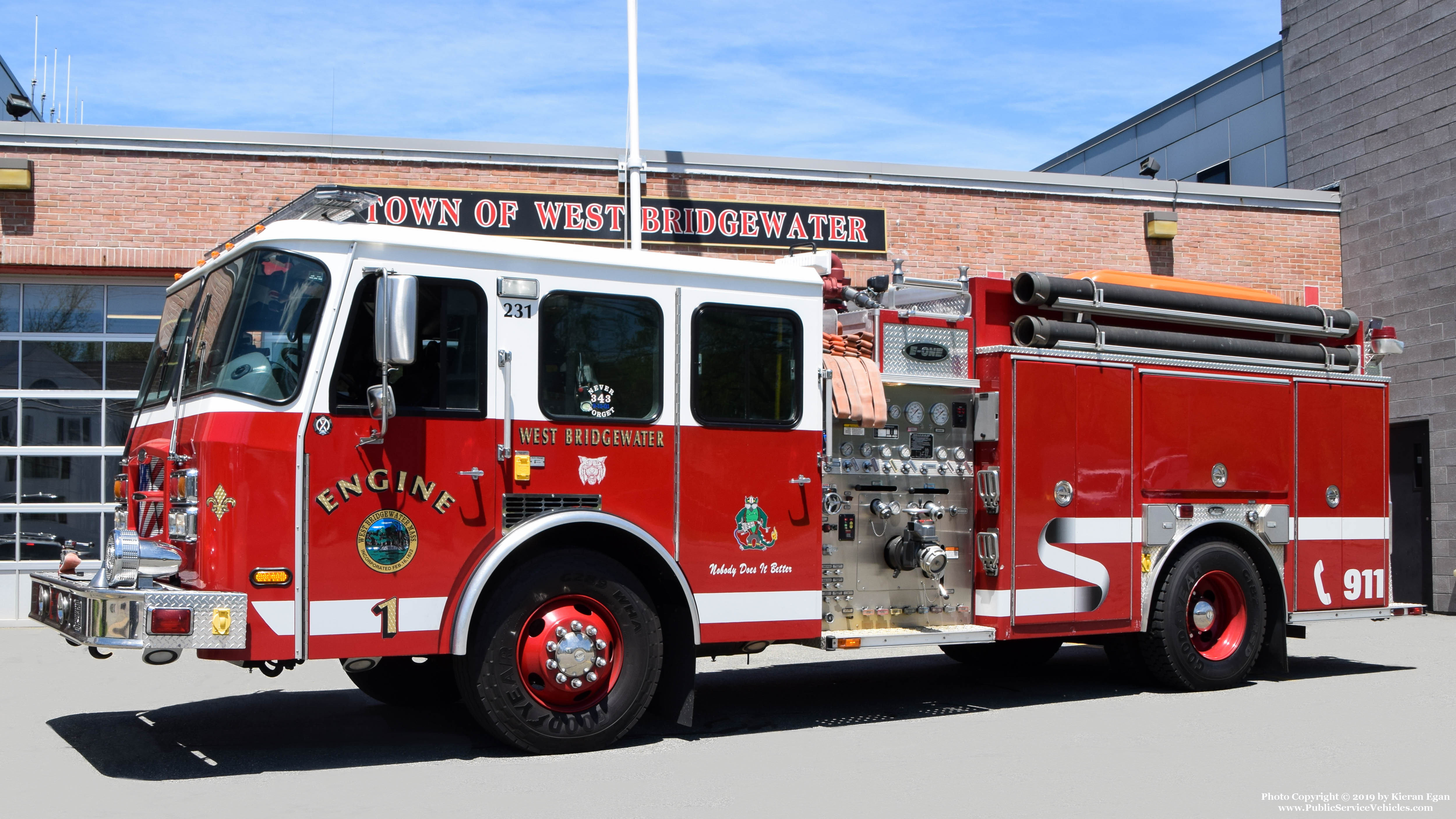 A photo  of West Bridgewater Fire
            Engine 1, a 2003 E-One Typhoon             taken by Kieran Egan