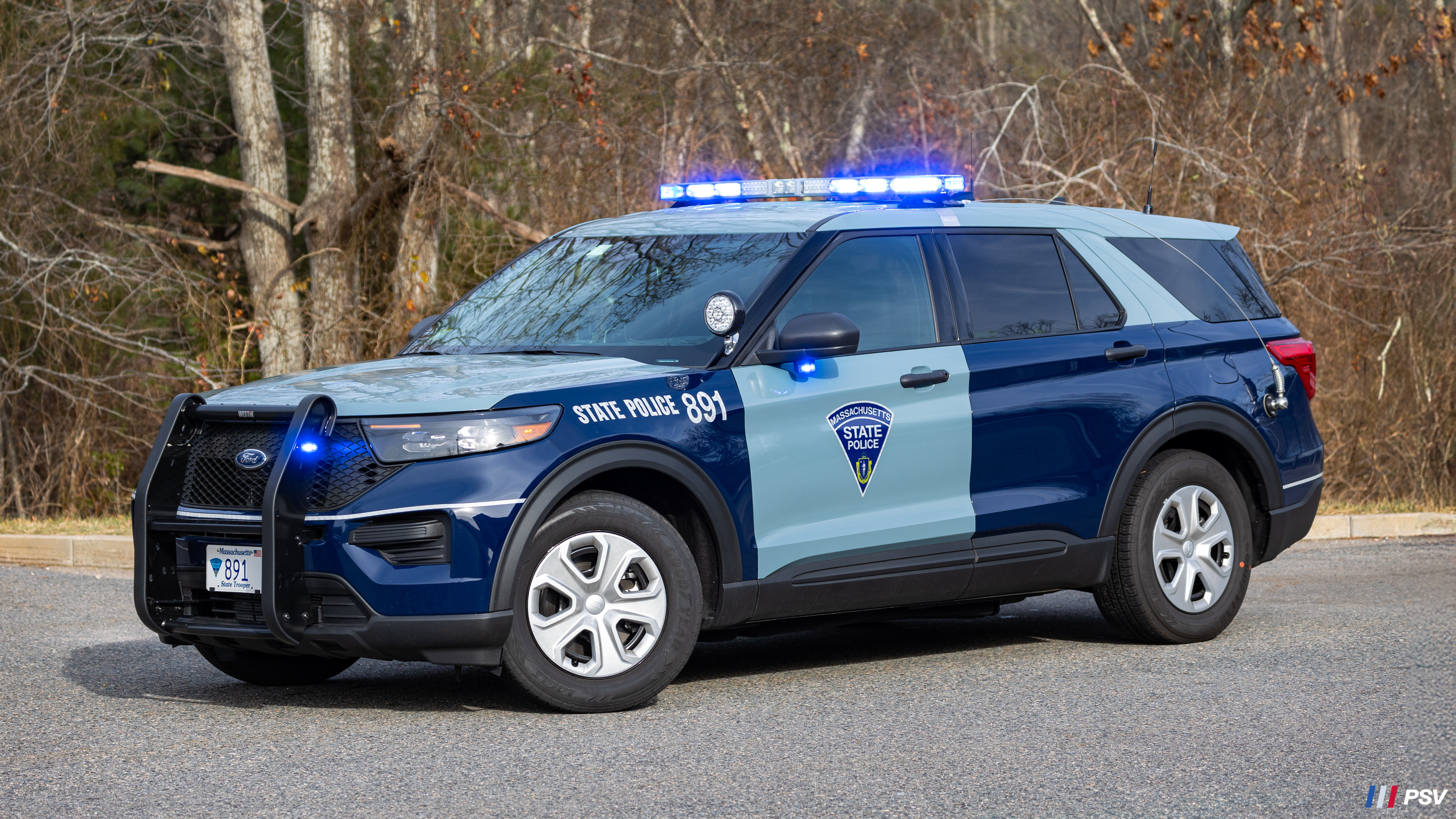 A photo  of Massachusetts State Police
            Cruiser 891, a 2024 Ford Police Interceptor Utility             taken by Kieran Egan