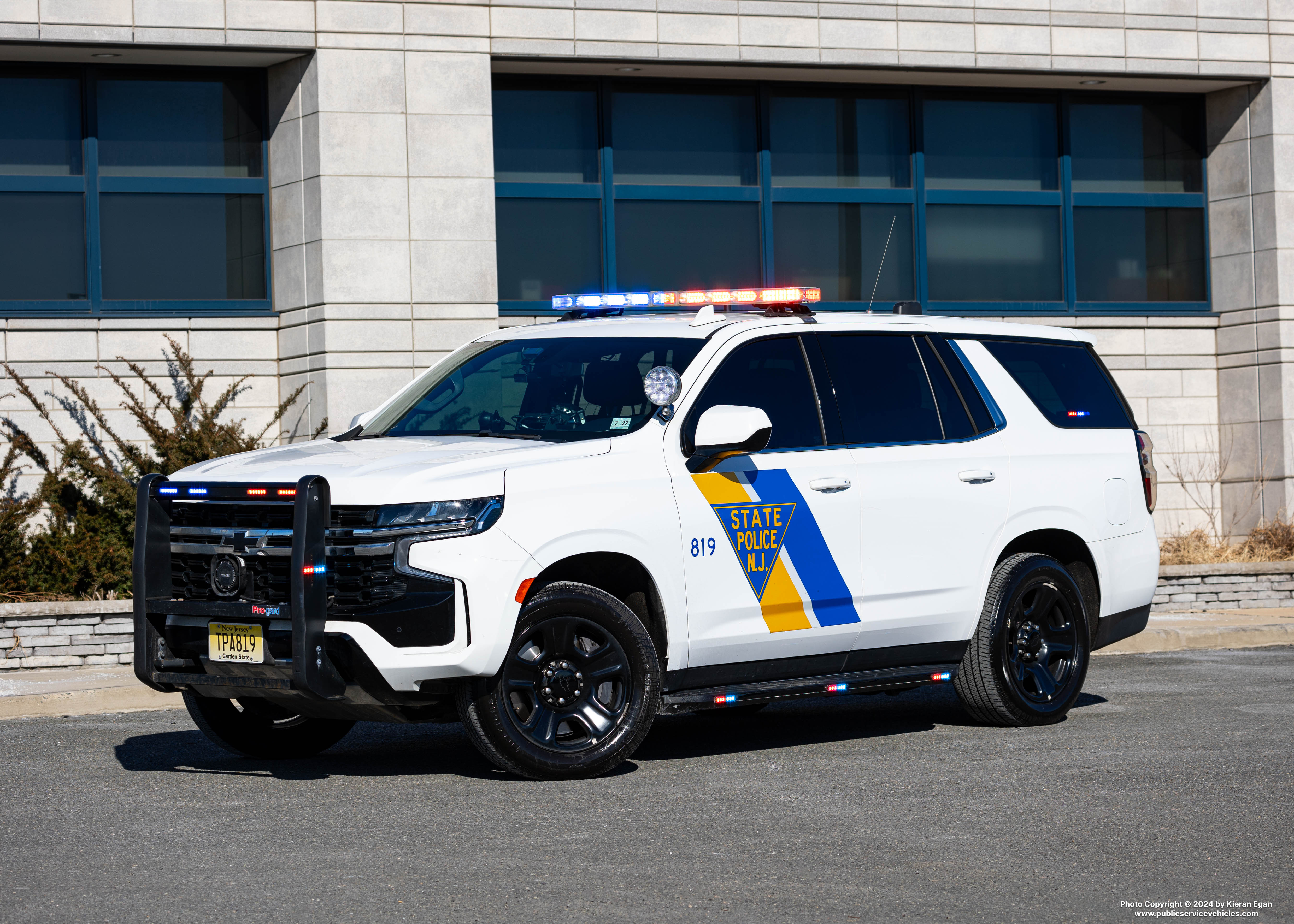 A photo  of New Jersey State Police
            Cruiser 819, a 2022 Chevrolet Tahoe             taken by Kieran Egan