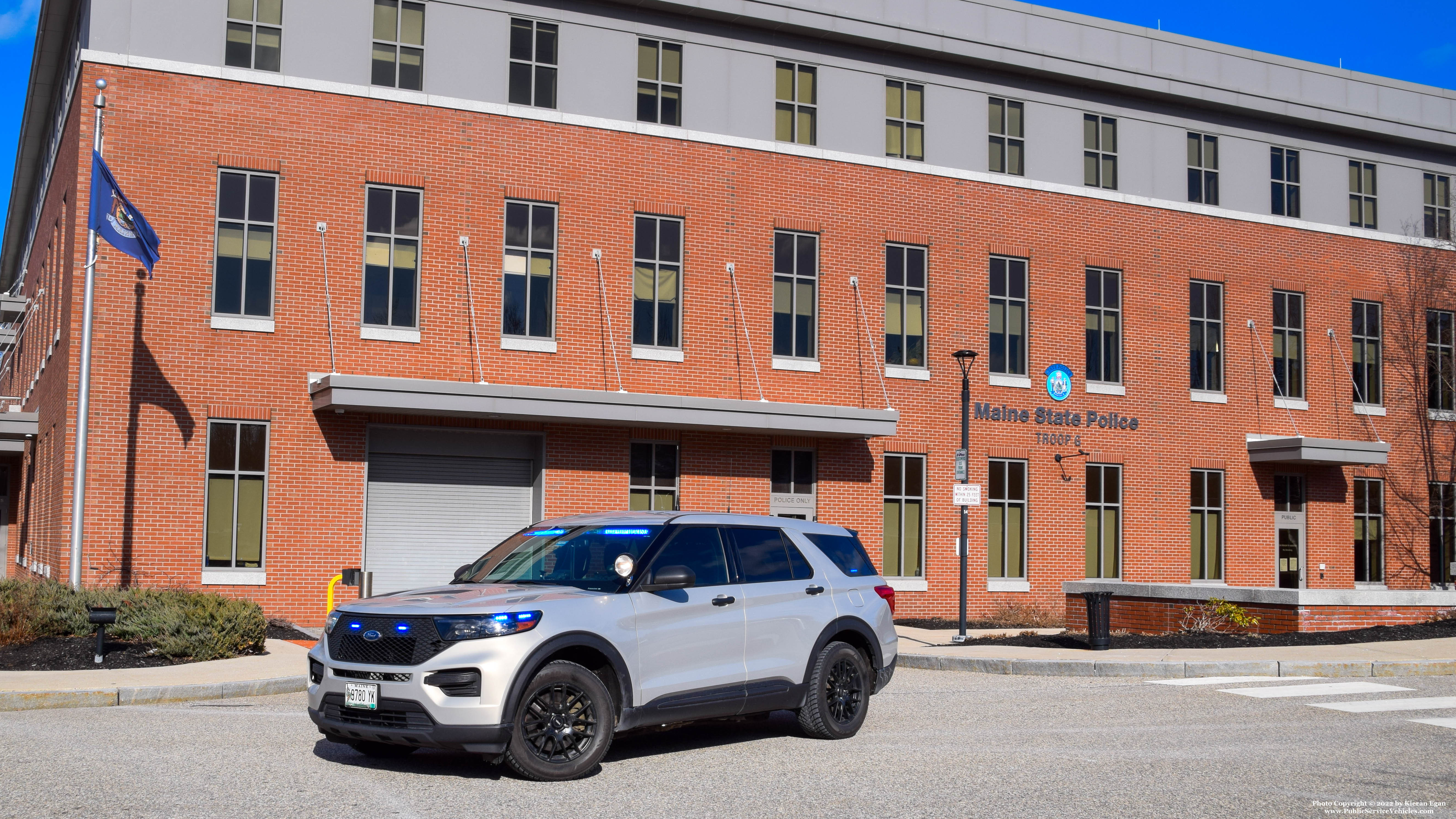 A photo  of Maine State Police
            Cruiser 704, a 2020 Ford Police Interceptor Utility Hybrid             taken by Kieran Egan