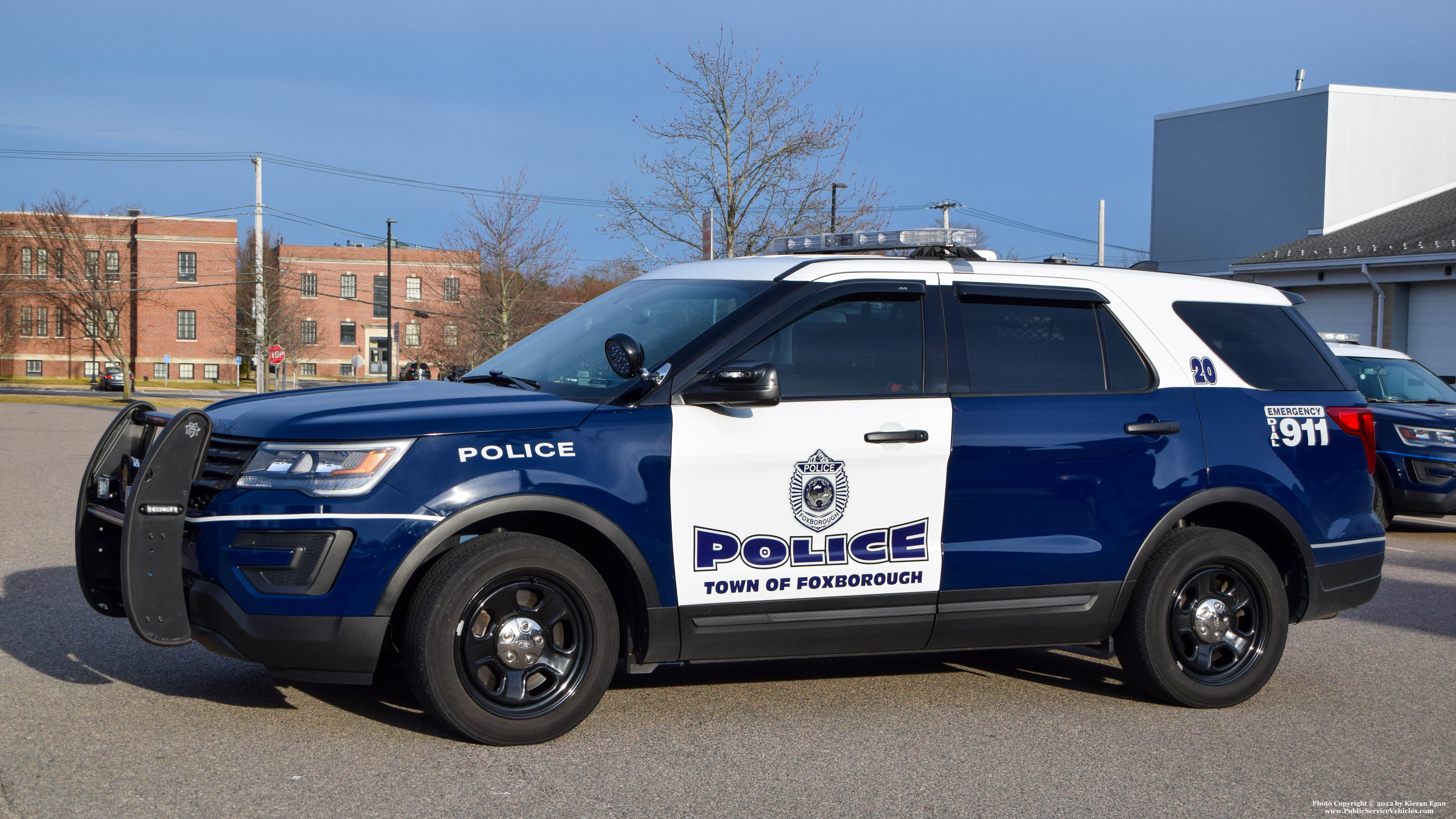 A photo  of Foxborough Police
            Cruiser 20, a 2018 Ford Police Interceptor Utility             taken by Kieran Egan