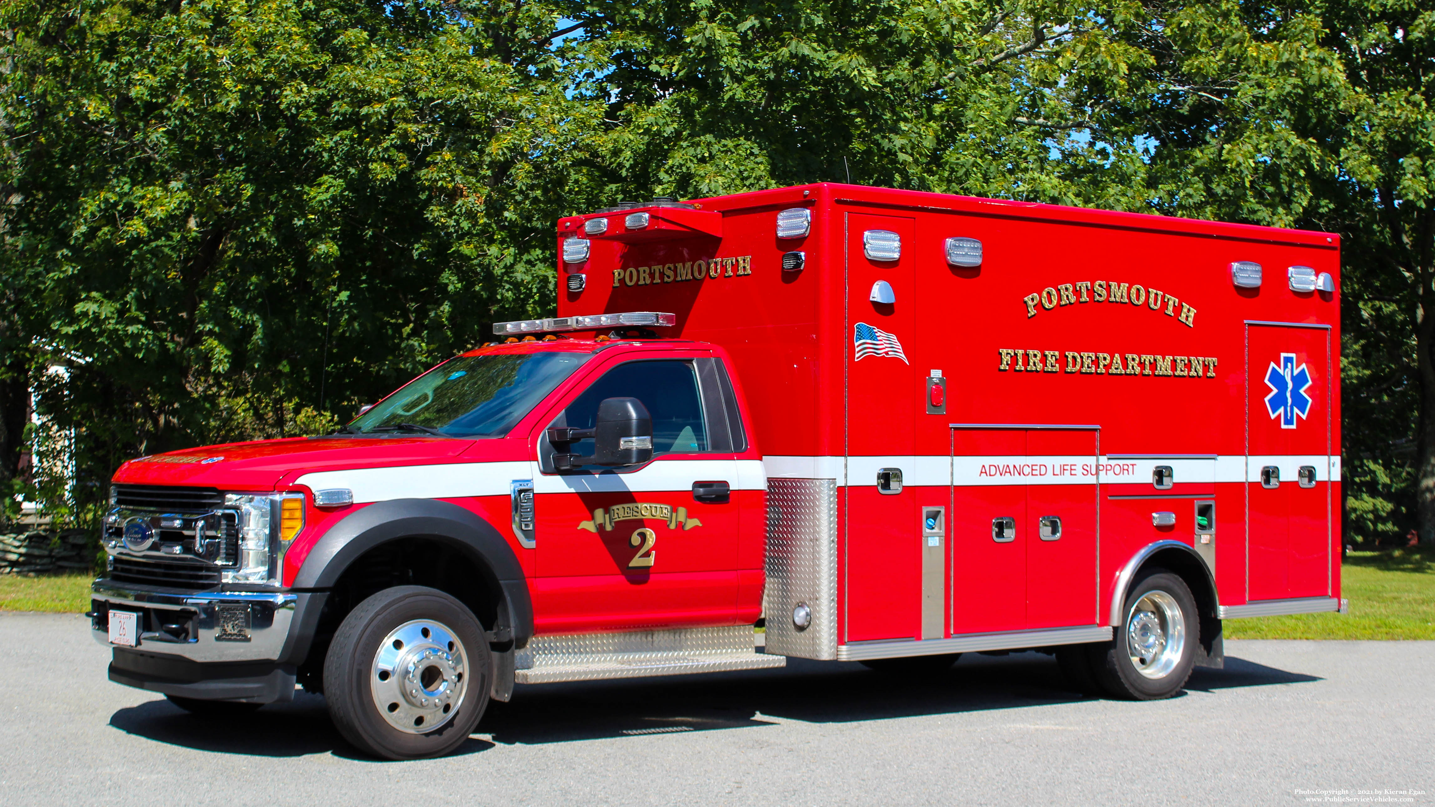 A photo  of Portsmouth Fire
            Rescue 2, a 2017 Ford F-550/Life Line             taken by Kieran Egan