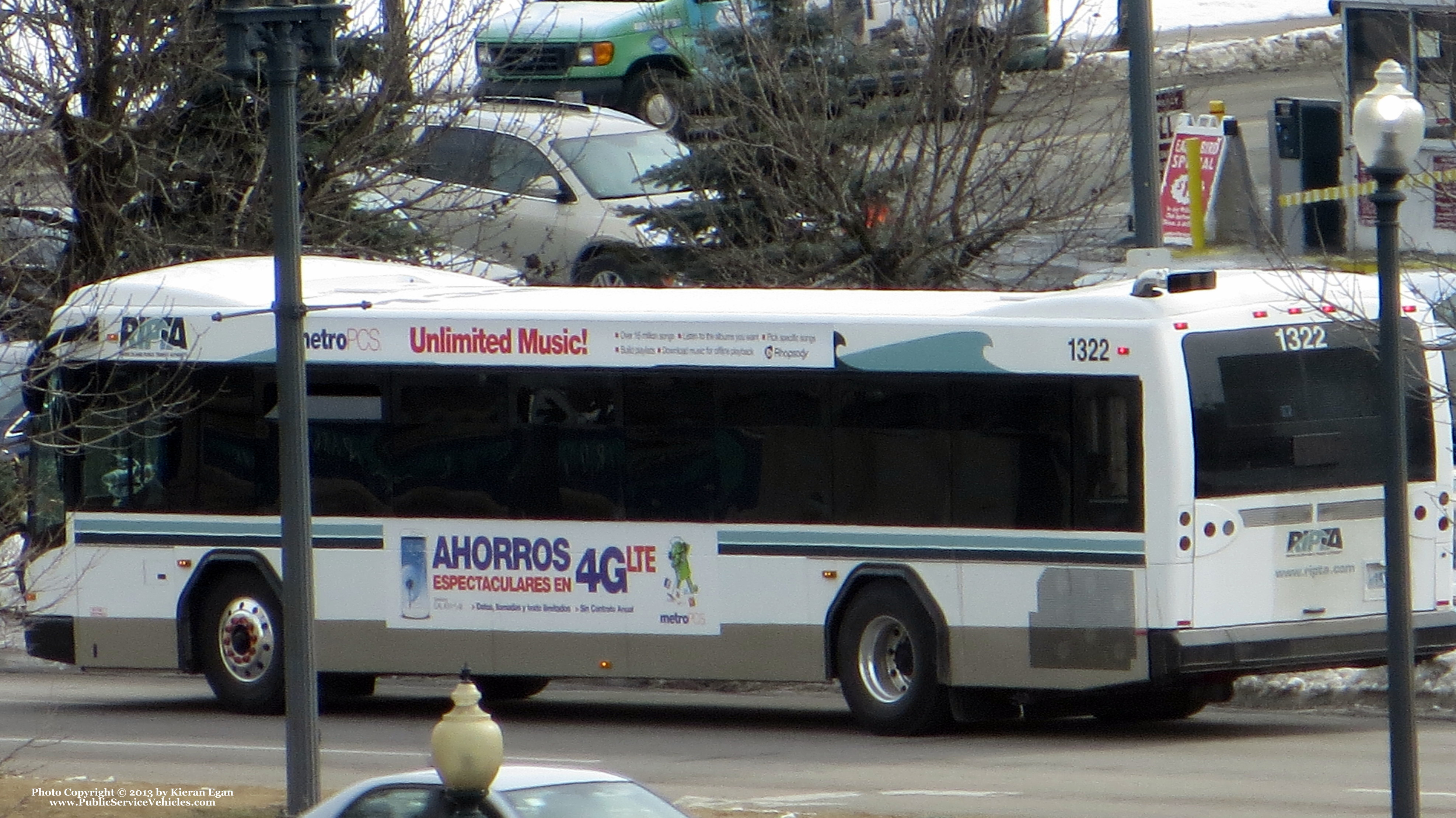 A photo  of Rhode Island Public Transit Authority
            Bus 1322, a 2013 Gillig BRT             taken by Kieran Egan