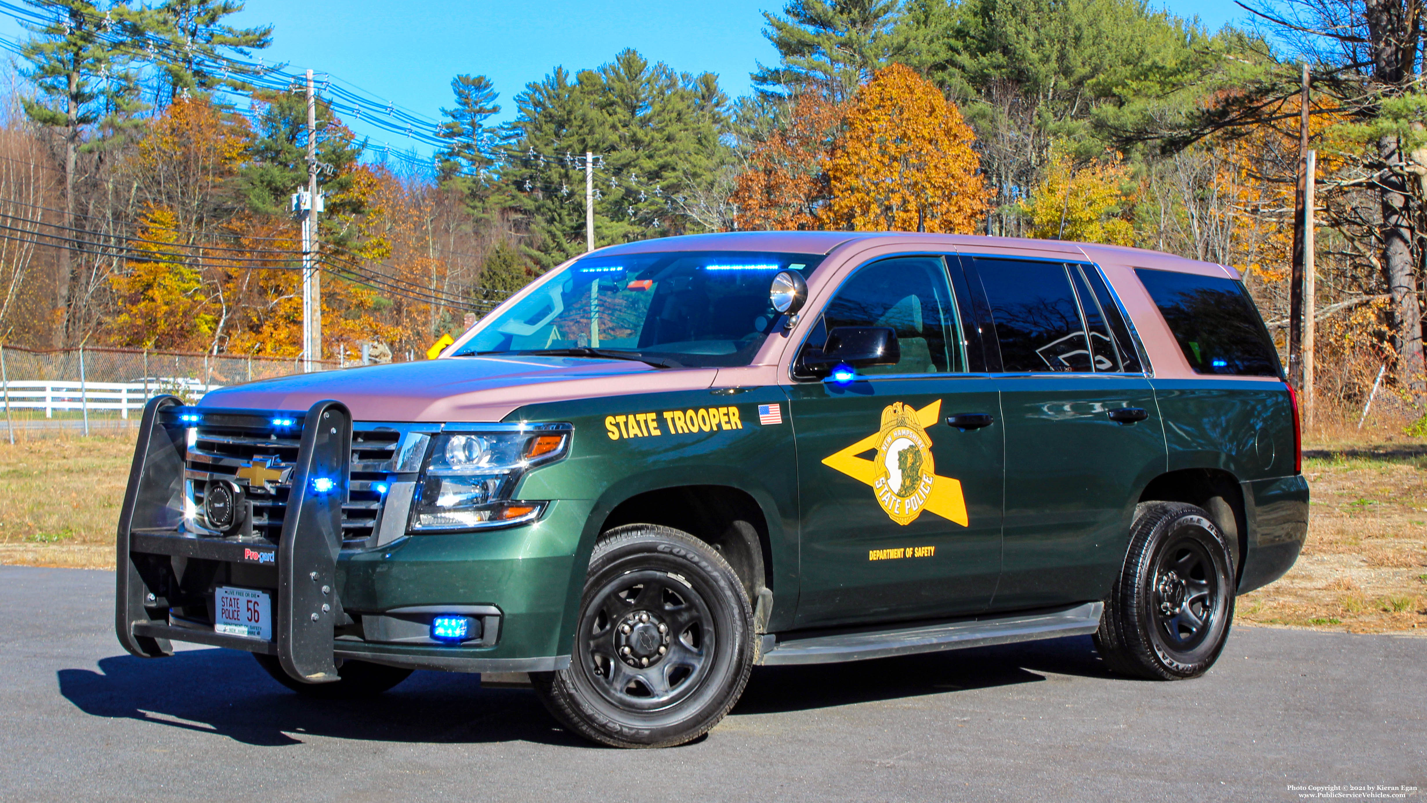 A photo  of New Hampshire State Police
            Cruiser 56, a 2020 Chevrolet Tahoe             taken by Kieran Egan