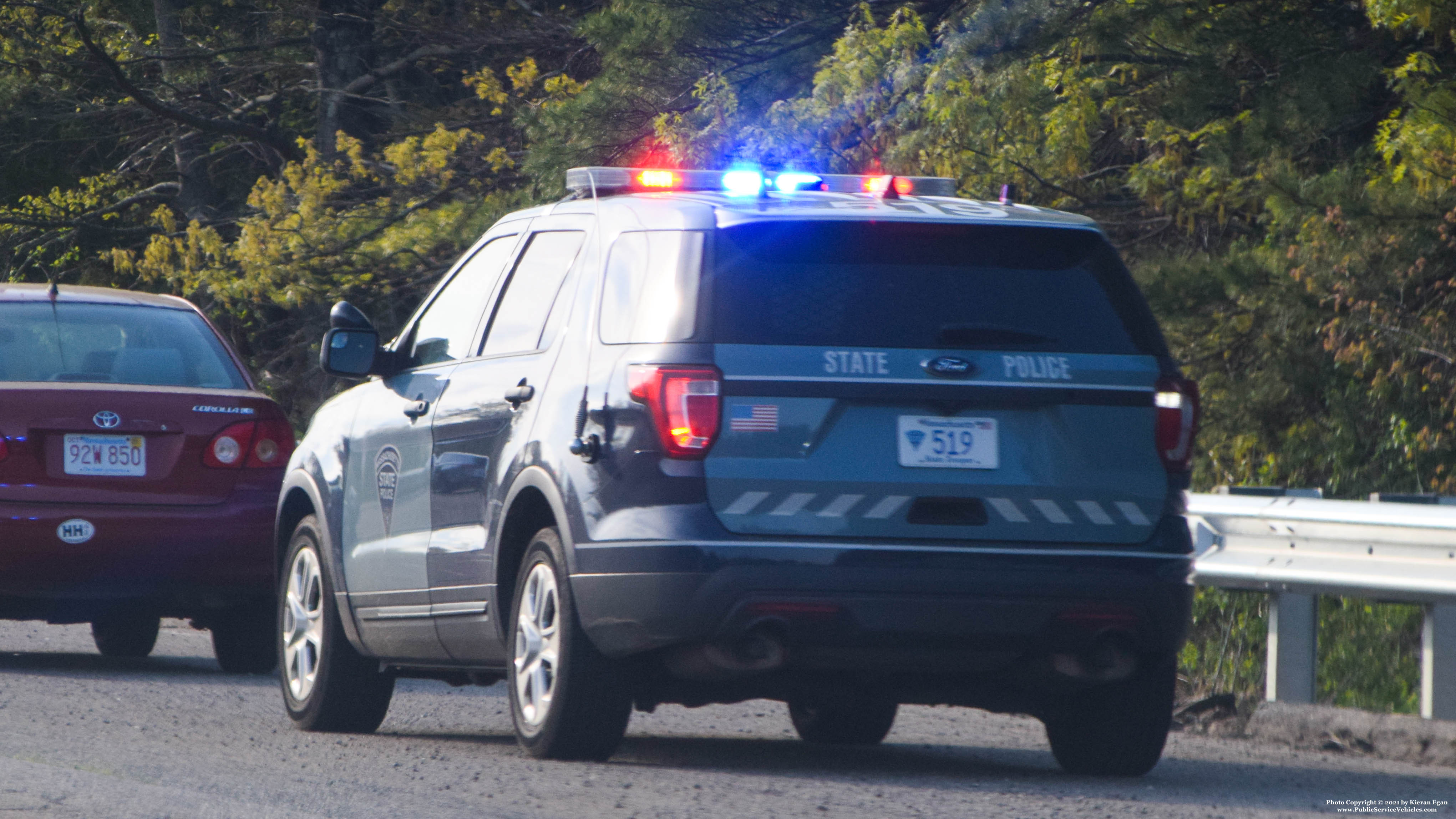 A photo  of Massachusetts State Police
            Cruiser 519, a 2016 Ford Police Interceptor Utility             taken by Kieran Egan