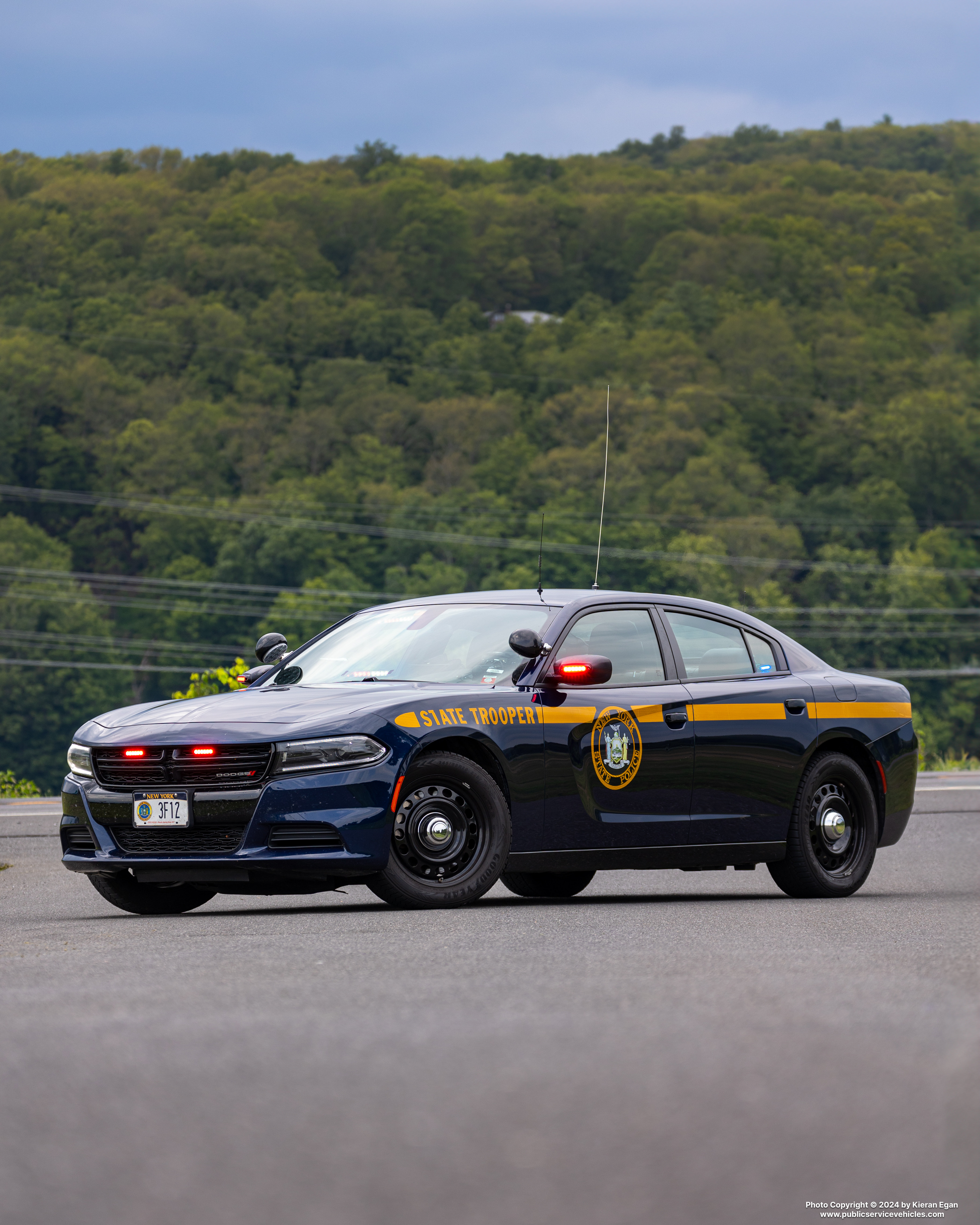 A photo  of New York State Police
            Cruiser 3F12, a 2021-2024 Dodge Charger             taken by Kieran Egan