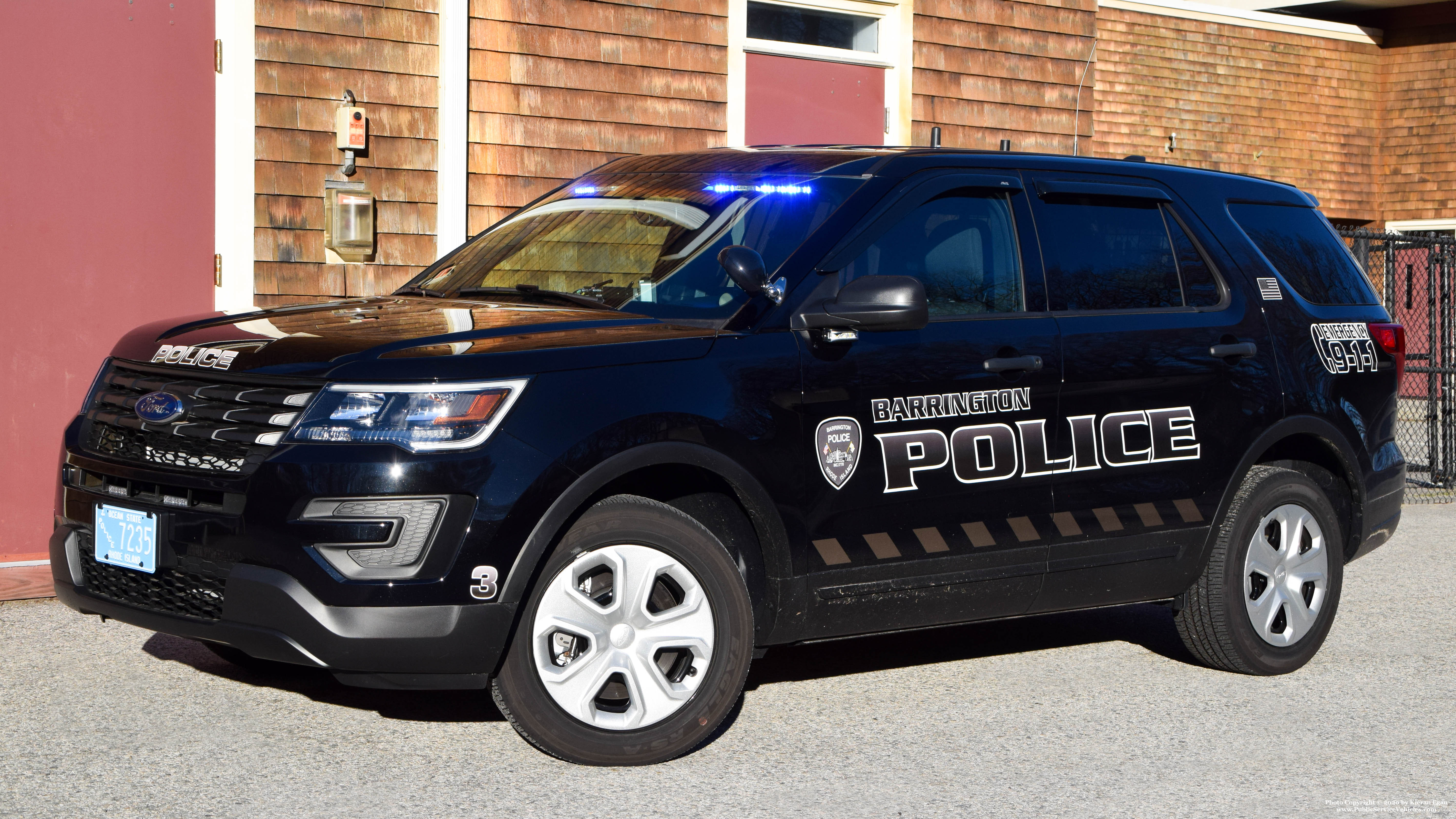 A photo  of Barrington Police
            Patrol Car 3, a 2019 Ford Police Interceptor Utility             taken by Kieran Egan