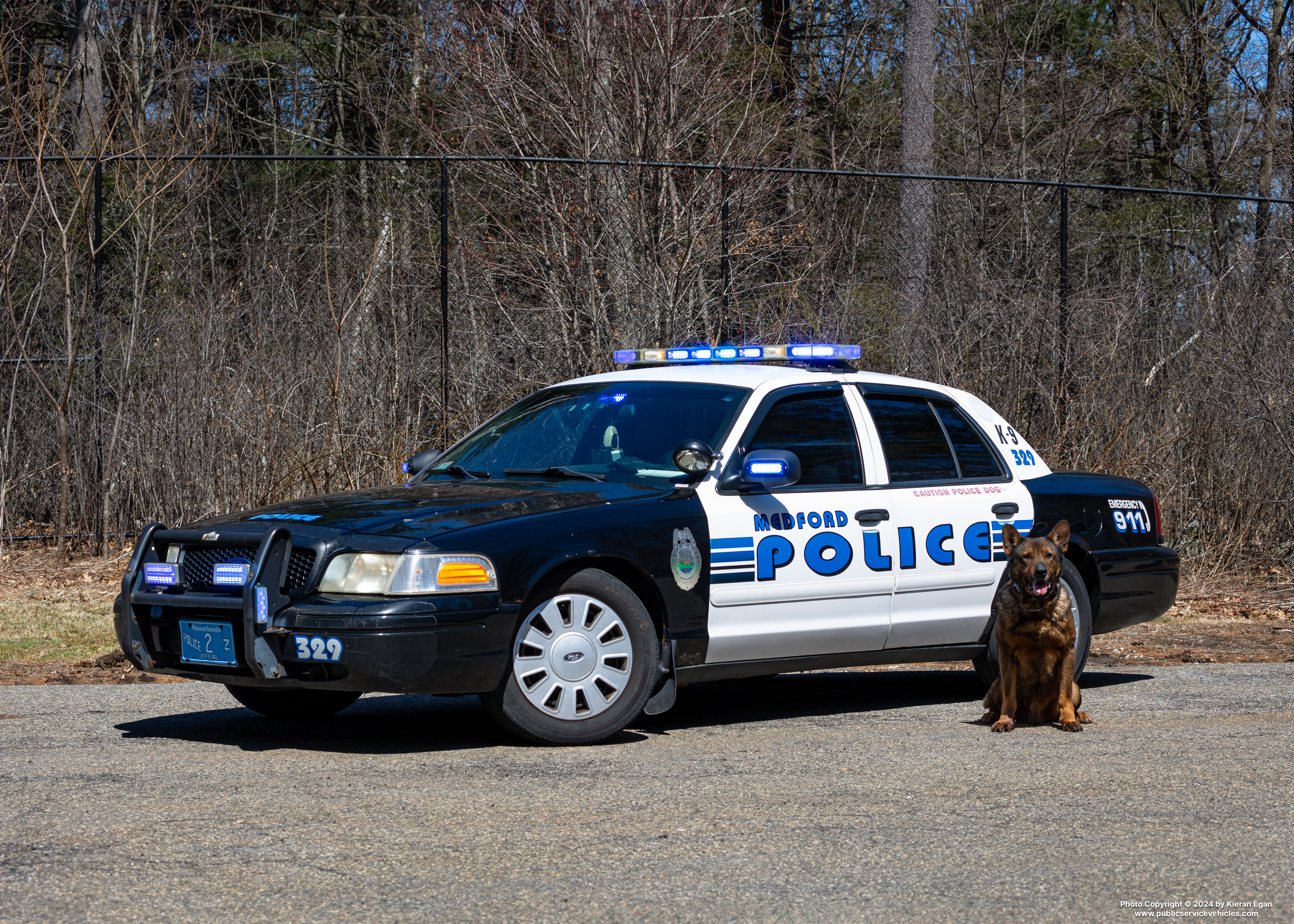 A photo  of Medford Police
            Cruiser 329, a 2008 Ford Crown Victoria Police Interceptor             taken by Kieran Egan