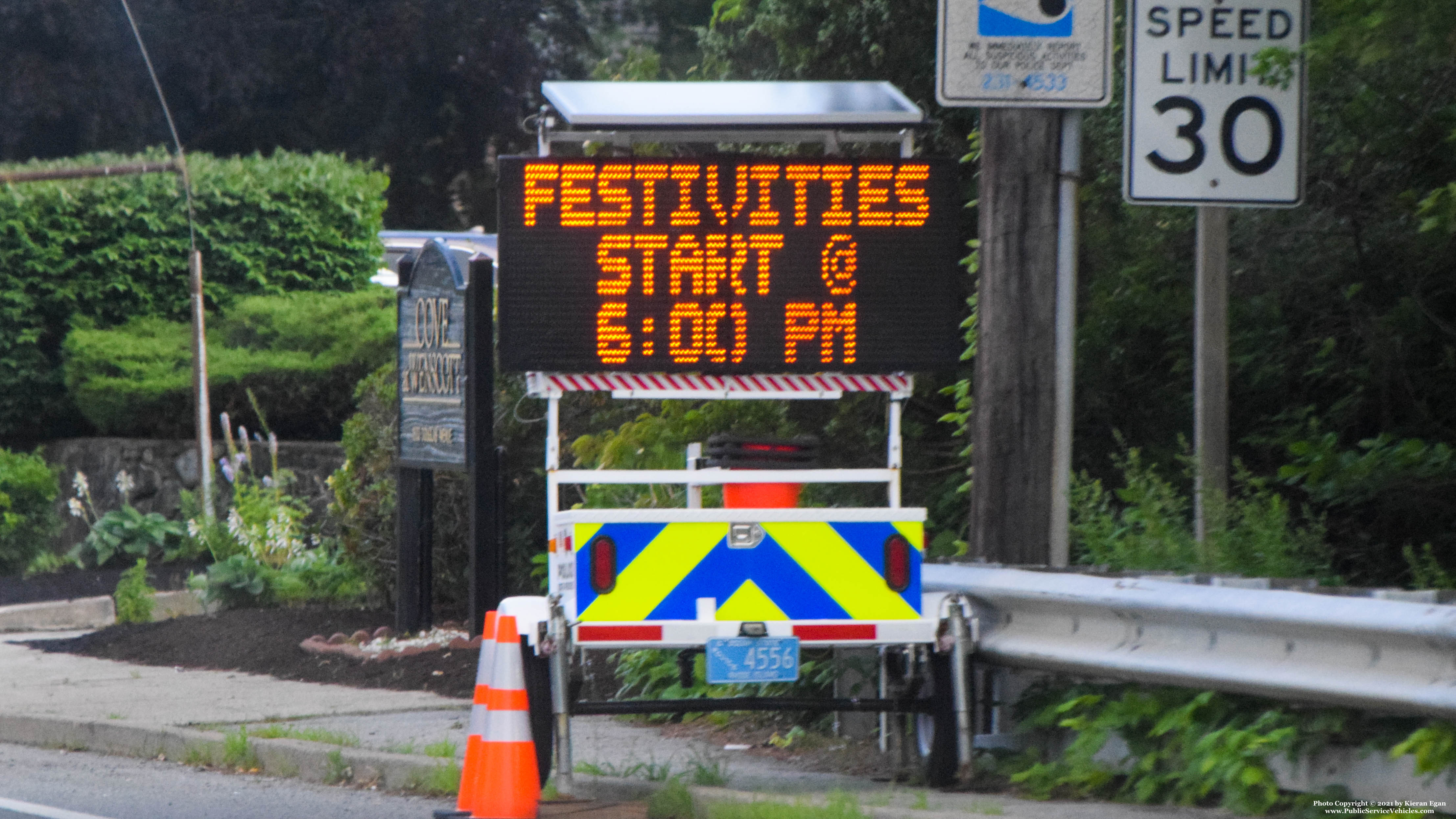 A photo  of North Providence Police
            Message Trailer 1, a 2006-2020 All Traffic Solutions Variable Message Sign             taken by Kieran Egan