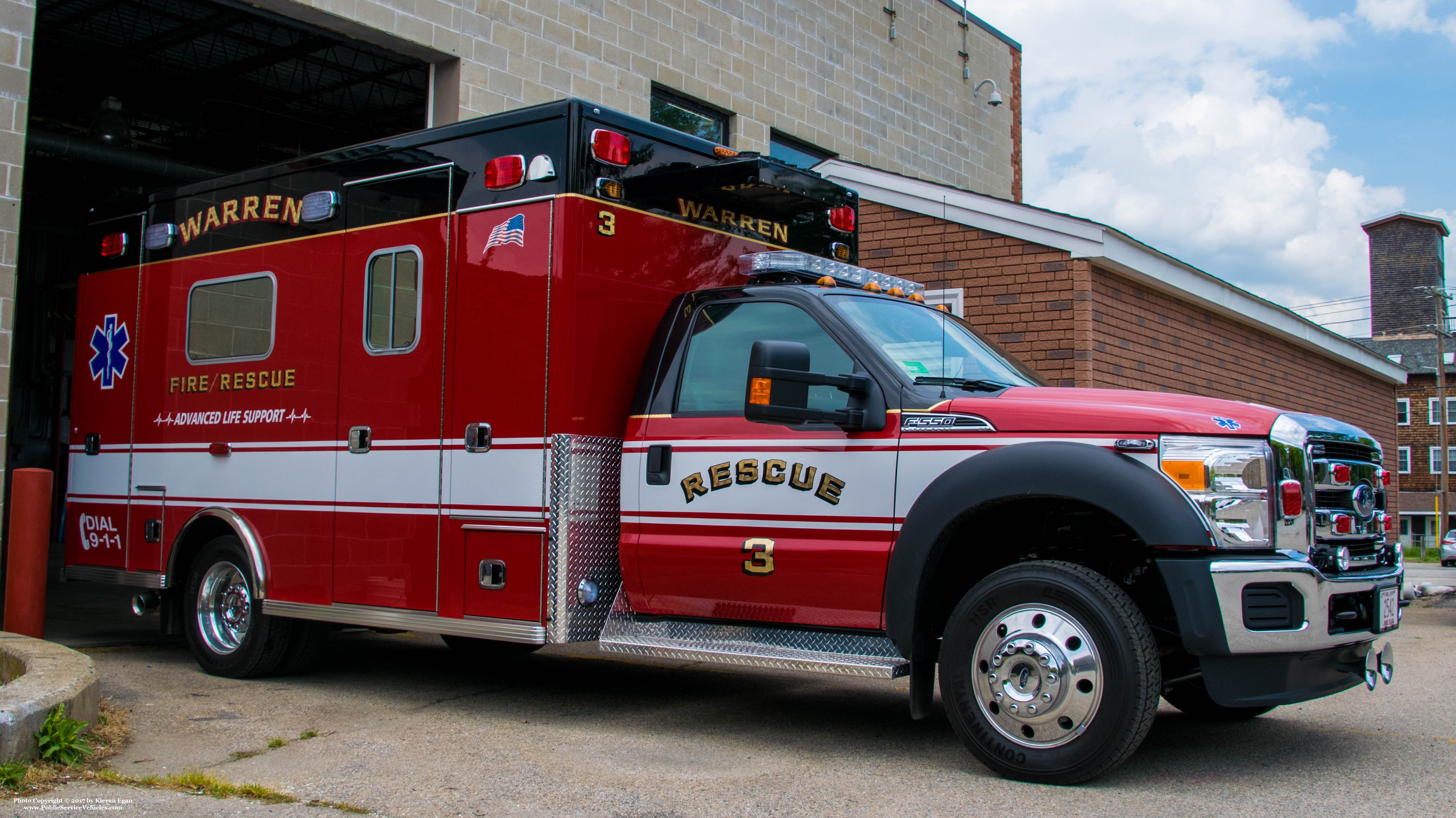 A photo  of Warren Fire
            Rescue 3, a 2016 Ford F-550             taken by Kieran Egan